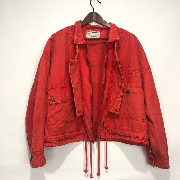We The Free Womens Dahlia Utility Cotton & Linen Jacket Washed Red Size M - Picture 3 of 11
